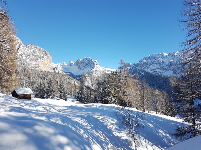 Val Gardena Dolomites in winter